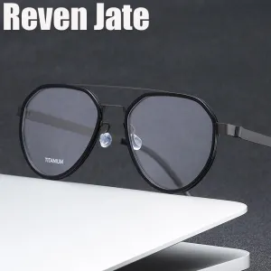 Reven Jate Unisex Full Rim Oval Double Bridge Titanium Acetate Eyeglasses 9745