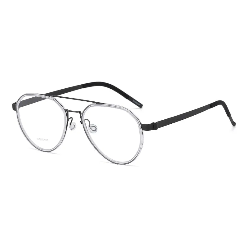 Reven Jate Unisex Full Rim Oval Double Bridge Titanium Acetate Eyeglasses 9745
