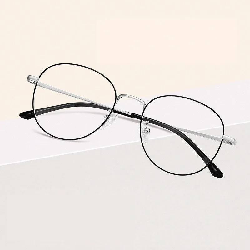 Reven Jate Unisex Full Rim Round Alloy Eyeglasses 8901