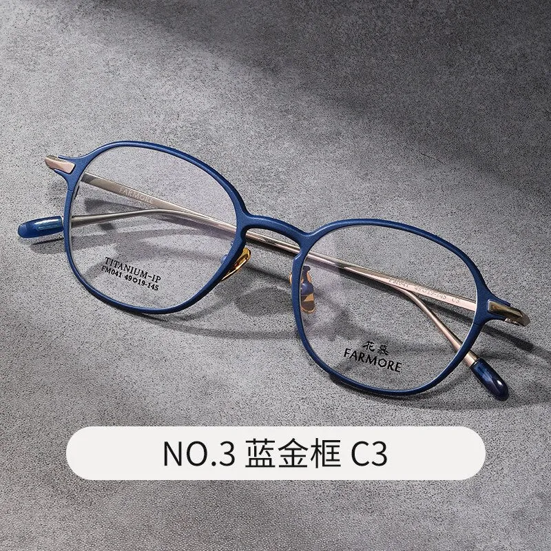 Reven Jate Unisex Full Rim Round Titanium Eyeglasses FM041