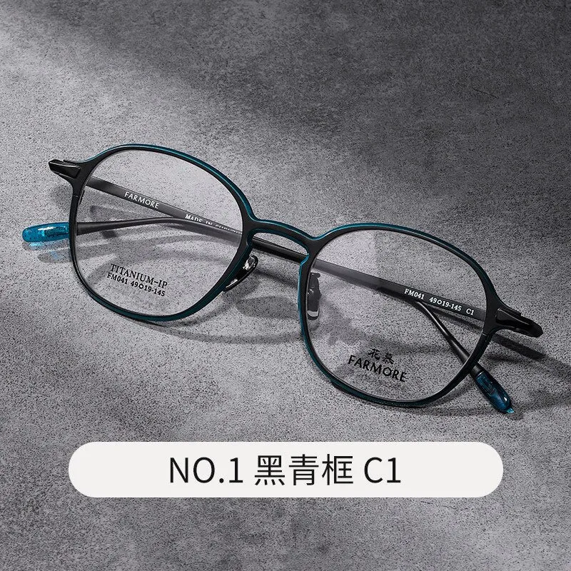 Reven Jate Unisex Full Rim Round Titanium Eyeglasses FM041