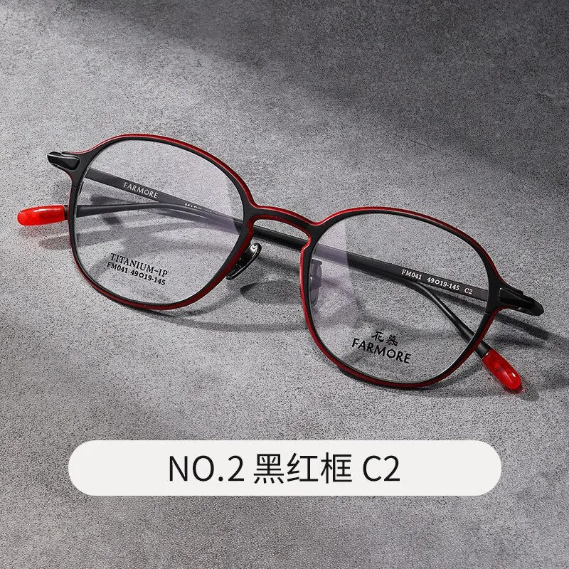 Reven Jate Unisex Full Rim Round Titanium Eyeglasses FM041