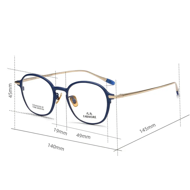 Reven Jate Unisex Full Rim Round Titanium Eyeglasses FM041