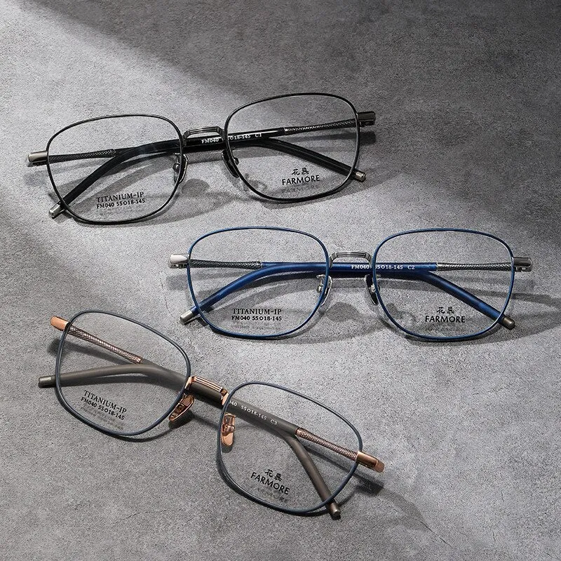 Reven Jate Unisex Full Rim Square Titanium Eyeglasses FM040