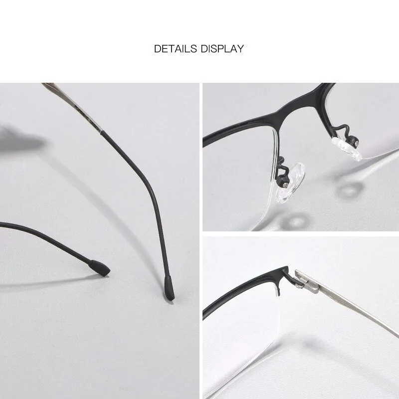 Reven Jate Unisex Semi Rim Square Alloy Eyeglasses P8836