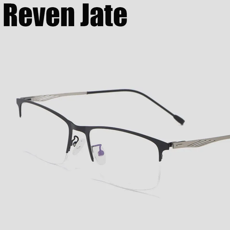 Reven Jate Unisex Semi Rim Square Alloy Eyeglasses P8836