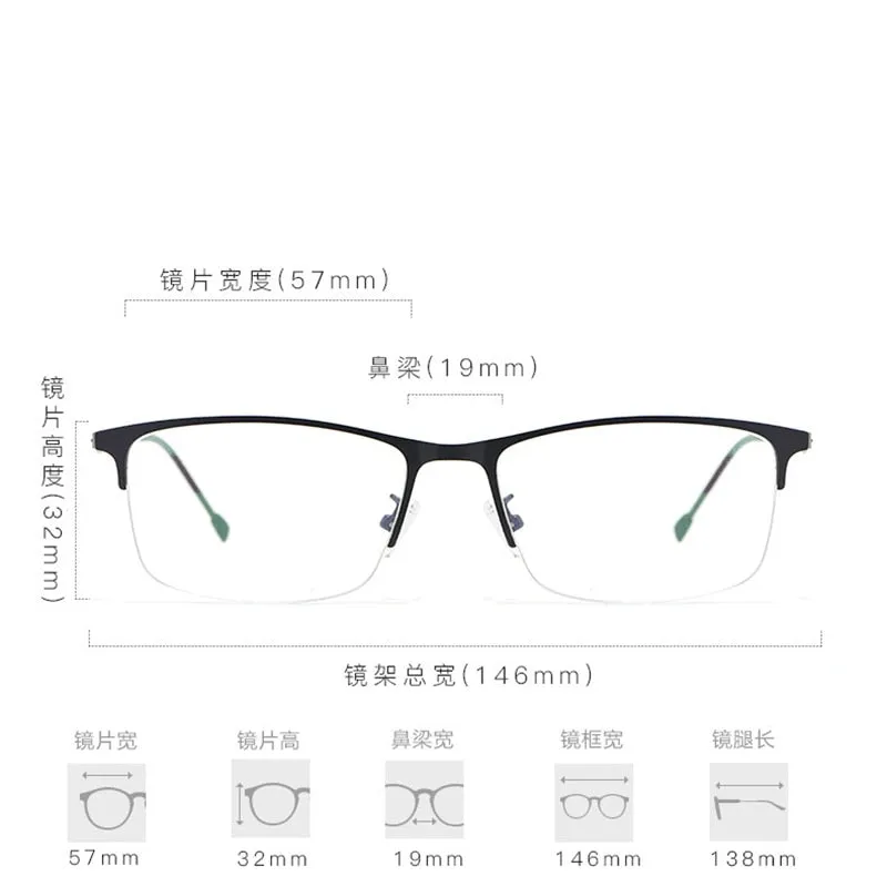 Reven Jate Unisex Semi Rim Square Alloy Eyeglasses P8836