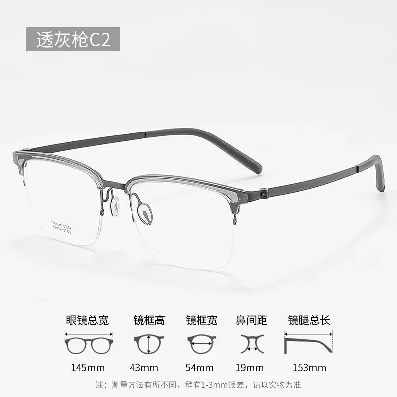 Reven Jate Unisex Semi Rim Square Titanium Eyeglasses 2609