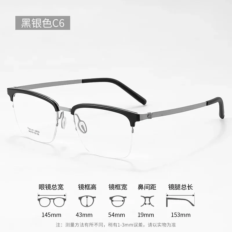 Reven Jate Unisex Semi Rim Square Titanium Eyeglasses 2609
