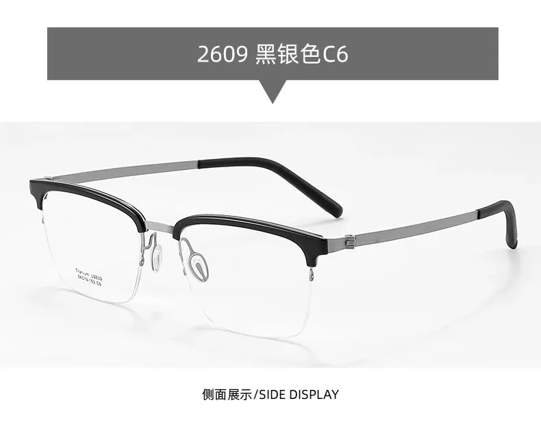Reven Jate Unisex Semi Rim Square Titanium Eyeglasses 2609