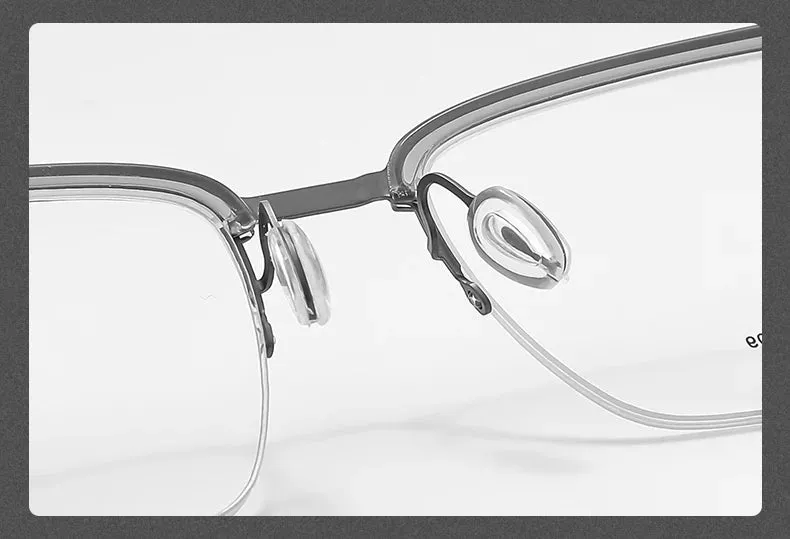 Reven Jate Unisex Semi Rim Square Titanium Eyeglasses 2609