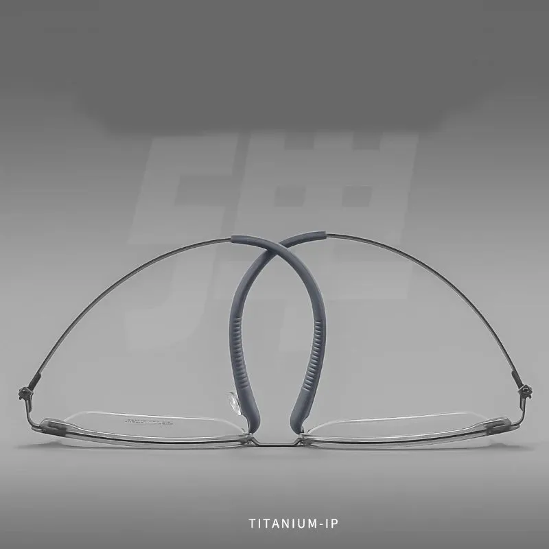 Reven Jate Unisex Semi Rim Square Titanium Eyeglasses 2609