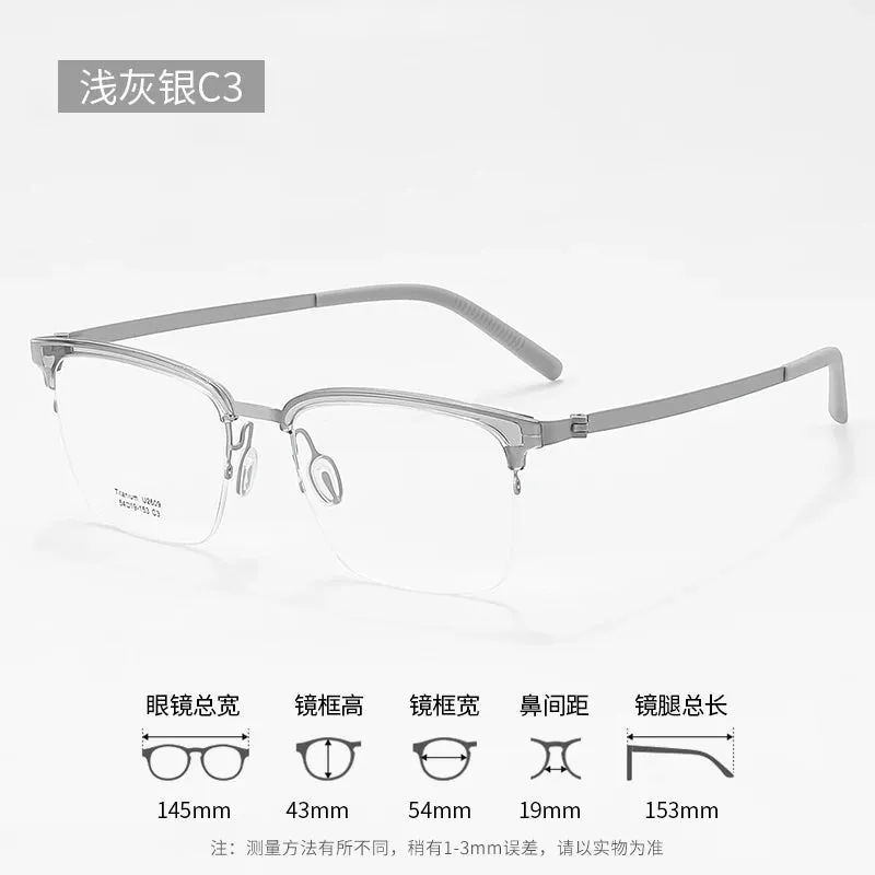 Reven Jate Unisex Semi Rim Square Titanium Eyeglasses 2609