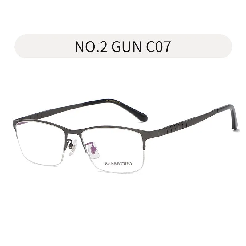 Reven Jate Unisex Semi Rim Square Titanium Frame Eyeglasses 71109