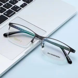 Reven Jate Unisex Semi Rim Square Titanium Frame Eyeglasses 71109