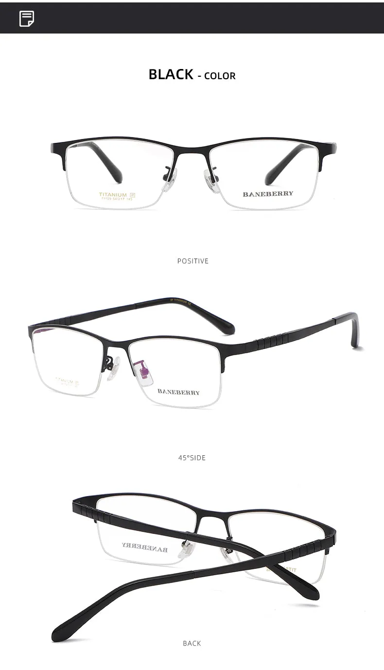 Reven Jate Unisex Semi Rim Square Titanium Frame Eyeglasses 71109