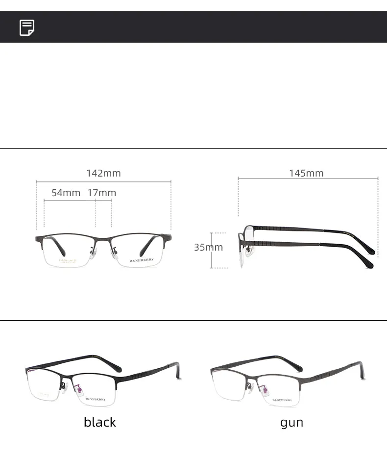 Reven Jate Unisex Semi Rim Square Titanium Frame Eyeglasses 71109