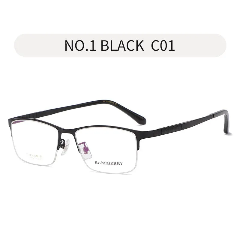 Reven Jate Unisex Semi Rim Square Titanium Frame Eyeglasses 71109