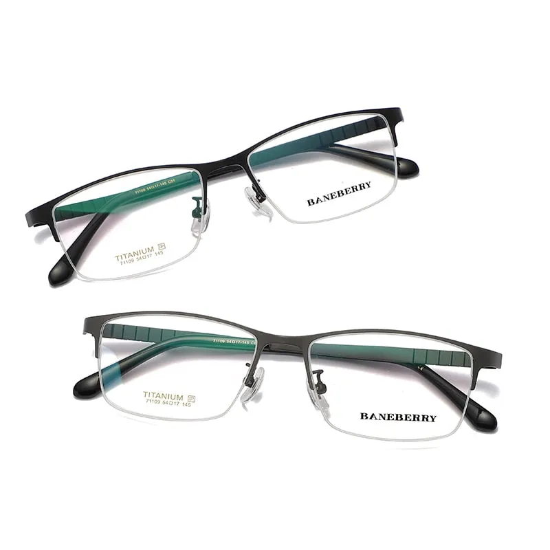 Reven Jate Unisex Semi Rim Square Titanium Frame Eyeglasses 71109