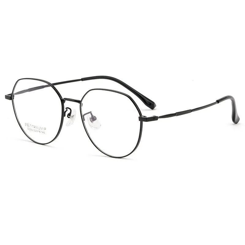 Reven Jate  Women's Full Rim Flat Top Round Titanium Eyeglasses 32209
