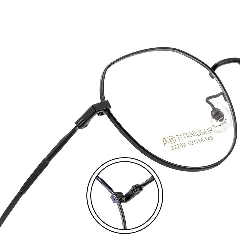 Reven Jate  Women's Full Rim Flat Top Round Titanium Eyeglasses 32209