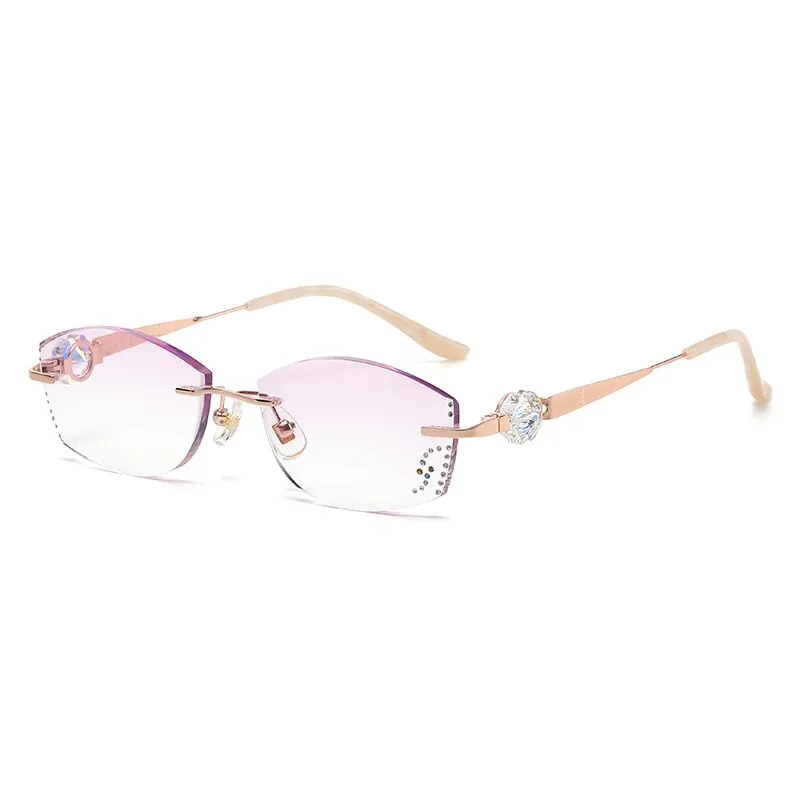 Reven Jate Women's Rimless Square Titanium Eyeglasses 9060