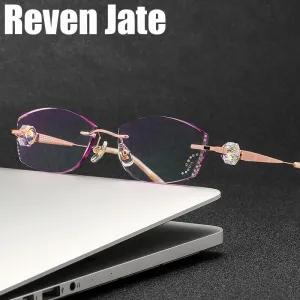 Reven Jate Women's Rimless Square Titanium Eyeglasses 9060