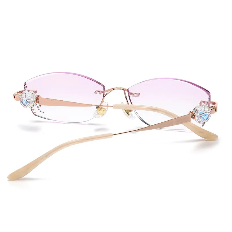 Reven Jate Women's Rimless Square Titanium Eyeglasses 9060