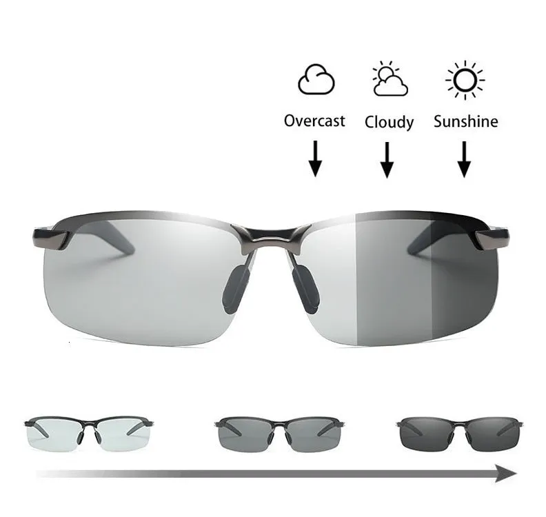 Rimless Photochromic Polarized Sunglasses