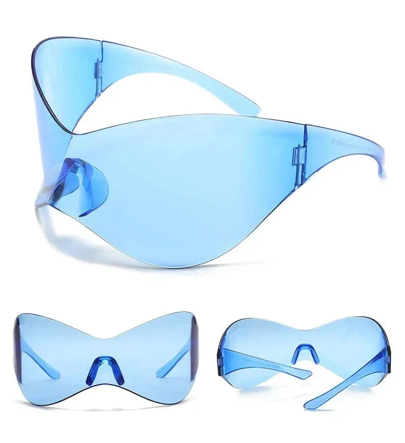 Rimless Shield Oversized Sunglasses