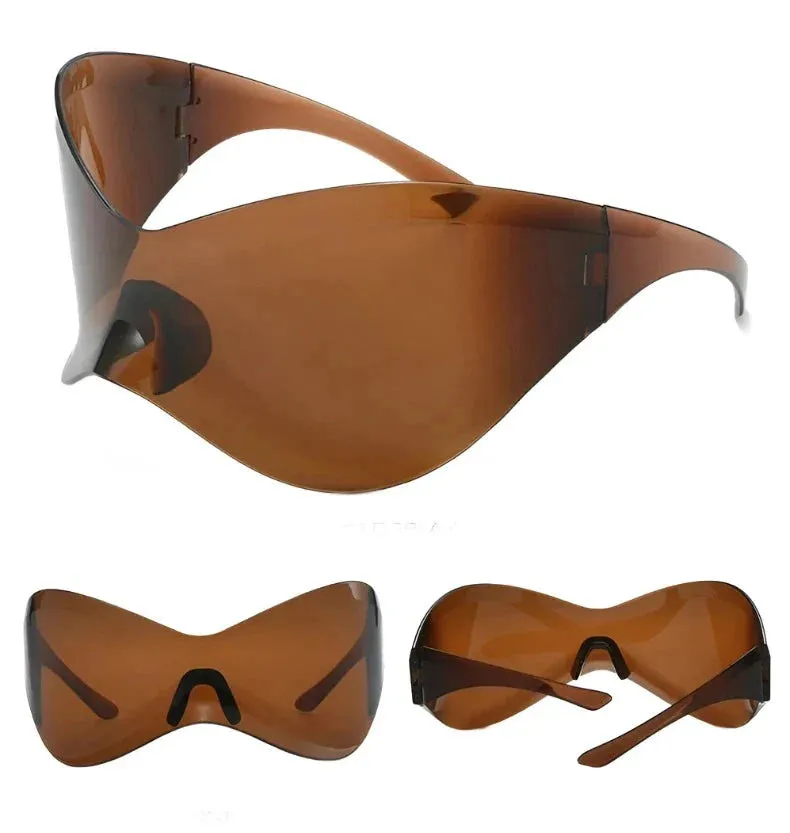 Rimless Shield Oversized Sunglasses