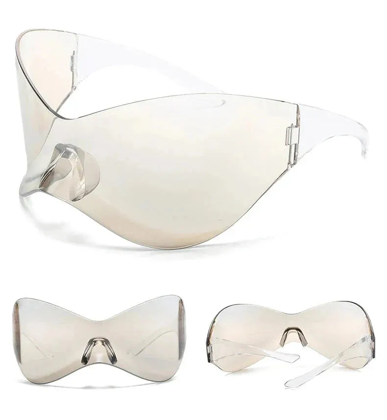 Rimless Shield Oversized Sunglasses
