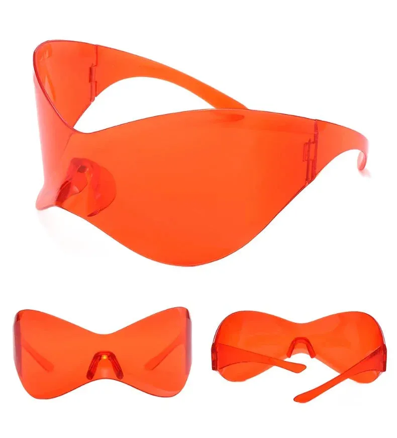 Rimless Shield Oversized Sunglasses