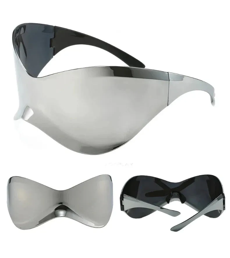 Rimless Shield Oversized Sunglasses