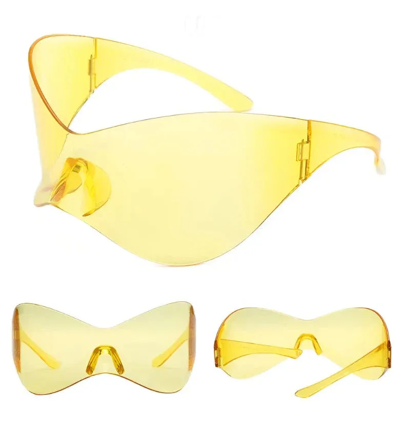 Rimless Shield Oversized Sunglasses