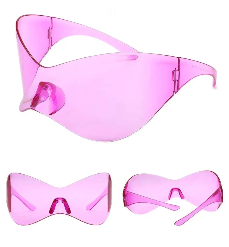 Rimless Shield Oversized Sunglasses