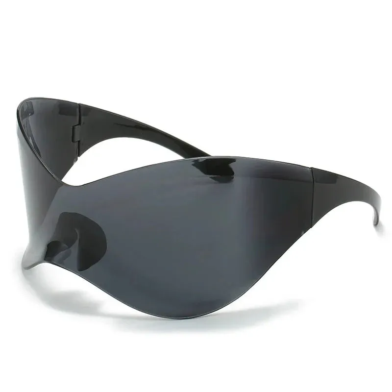Rimless Shield Oversized Sunglasses