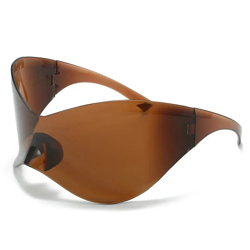 Rimless Shield Oversized Sunglasses