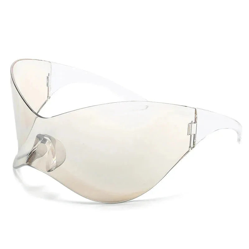 Rimless Shield Oversized Sunglasses