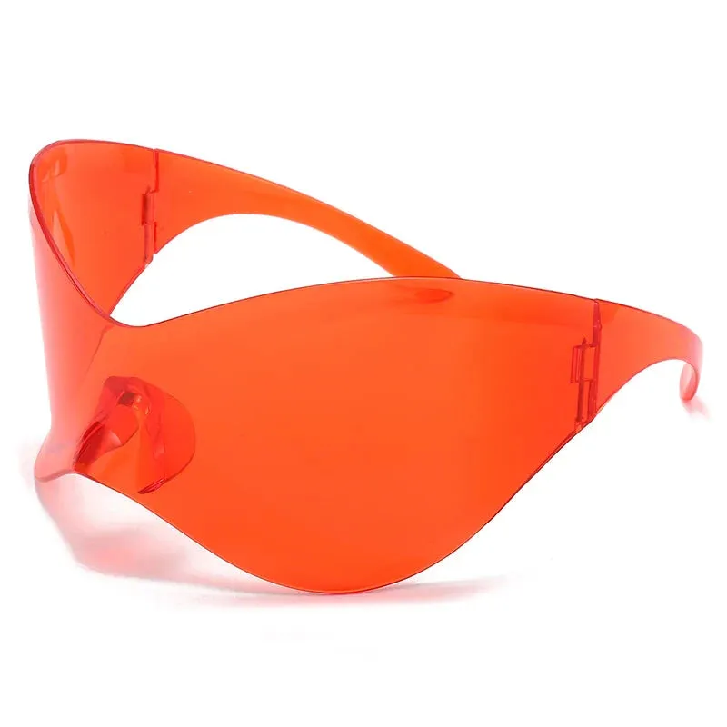 Rimless Shield Oversized Sunglasses