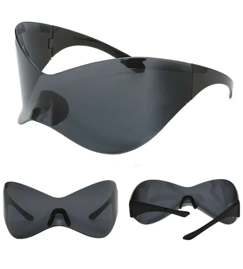 Rimless Shield Oversized Sunglasses