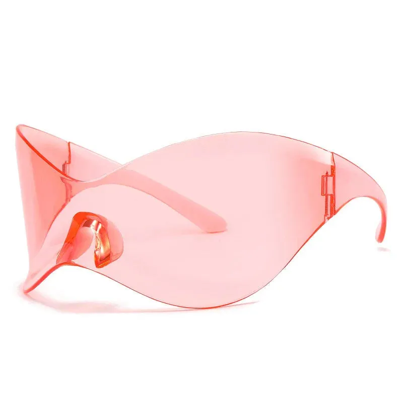 Rimless Shield Oversized Sunglasses