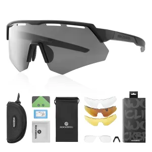 ROCKBROS Polarized Cycling Glasses with 4 Interchangeable Lenses