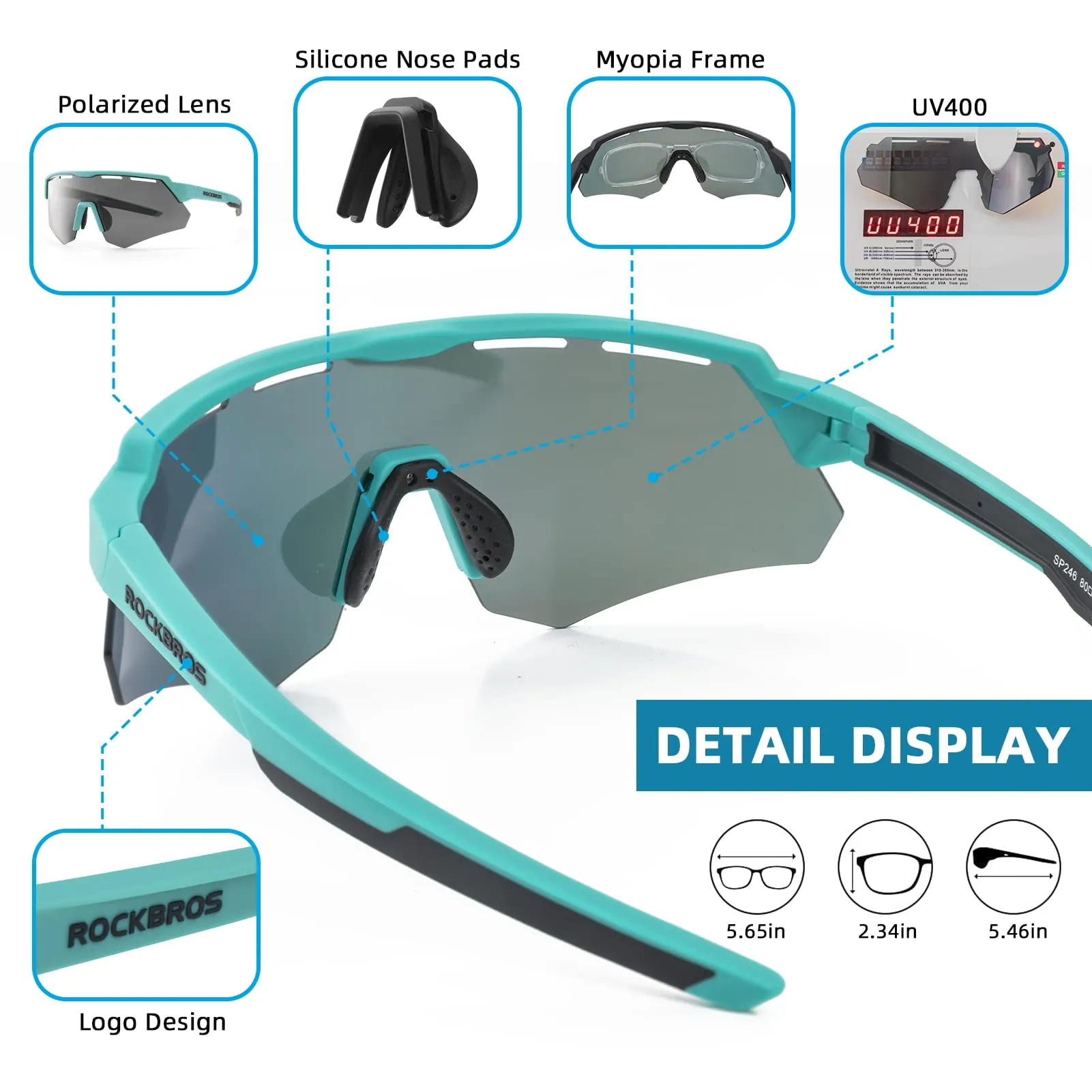 ROCKBROS Polarized Cycling Glasses with 4 Interchangeable Lenses