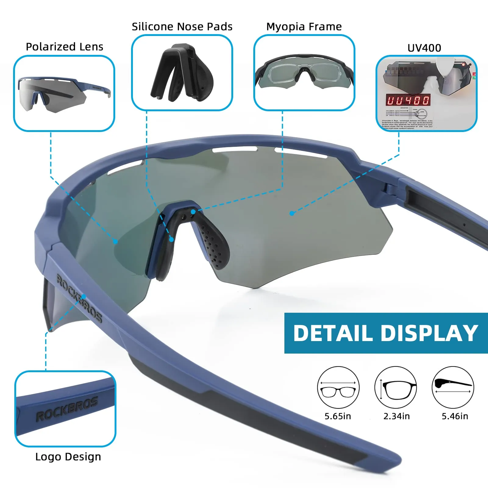 ROCKBROS Polarized Cycling Glasses with 4 Interchangeable Lenses