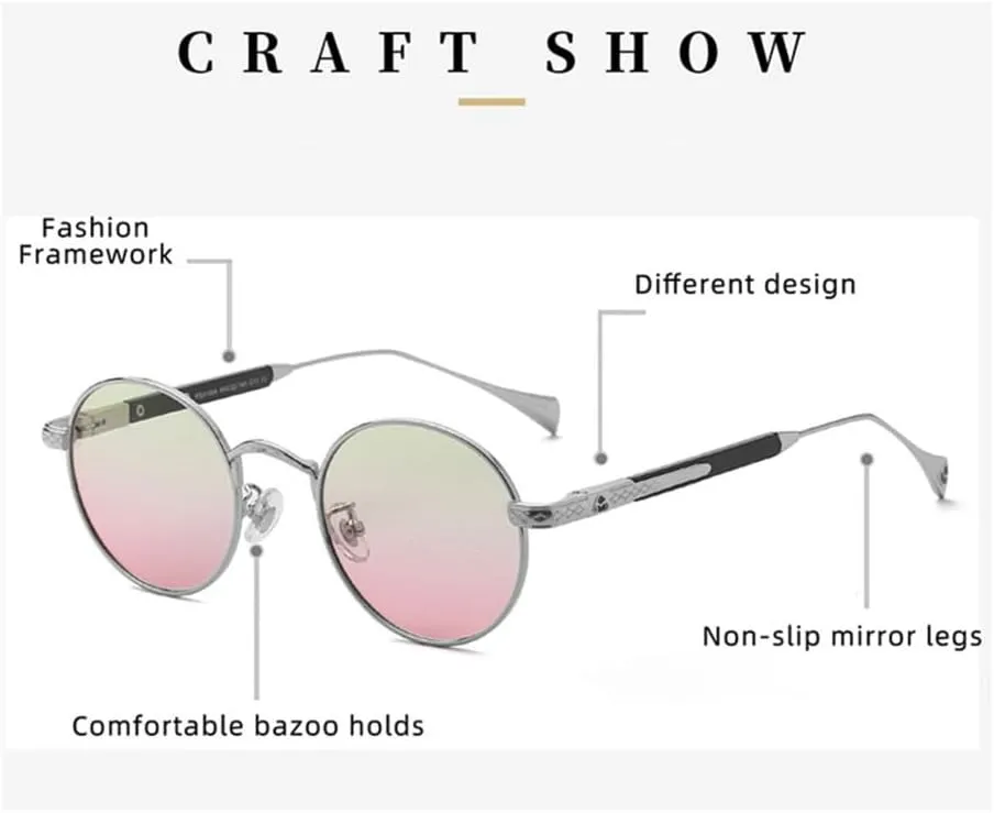 Round Alloy Polarized Sunglasses Women Sunglasses Men Drive Vintage Glasses UV400 Eyeglasses Shades