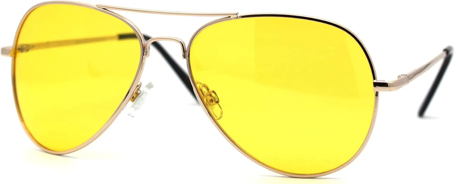 SA106 Mens Polarized Metal Rim Night Driving Lens Pilot Sunglasses