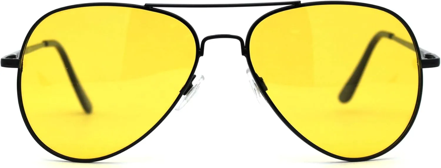 SA106 Mens Polarized Metal Rim Night Driving Lens Pilot Sunglasses