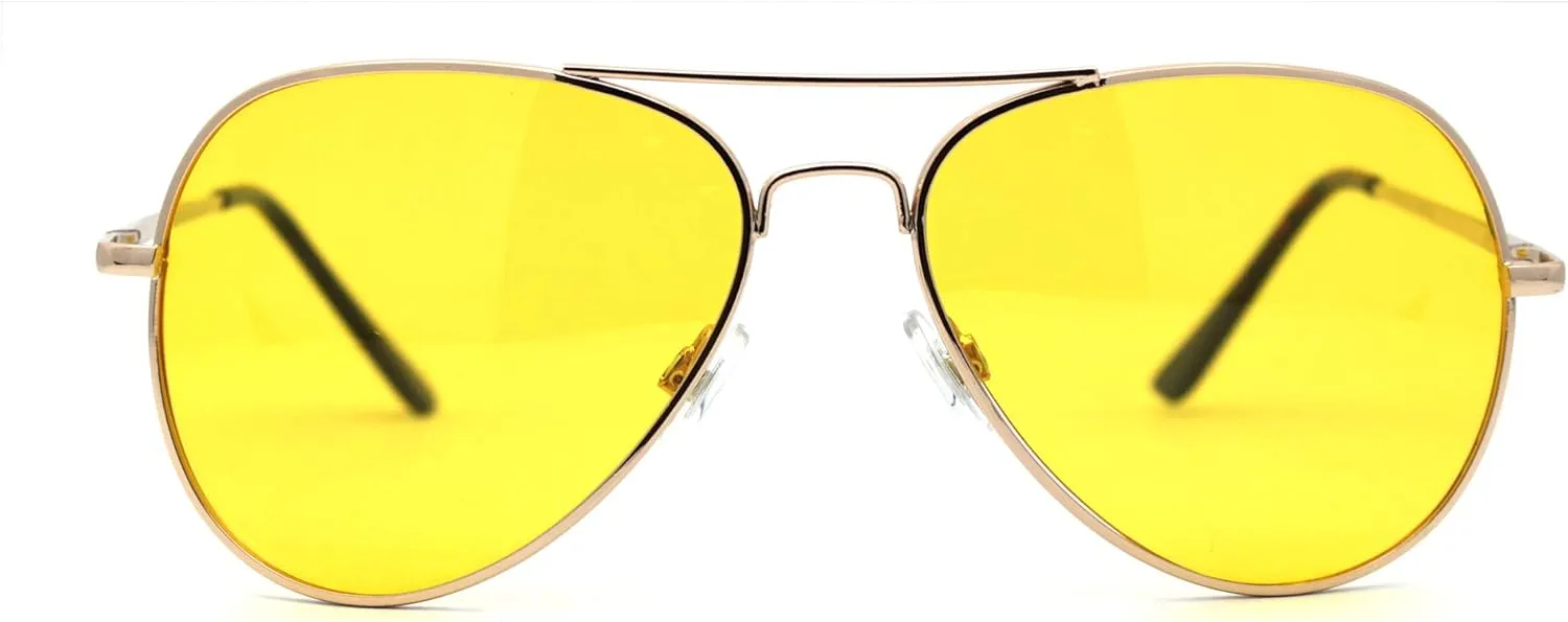 SA106 Mens Polarized Metal Rim Night Driving Lens Pilot Sunglasses