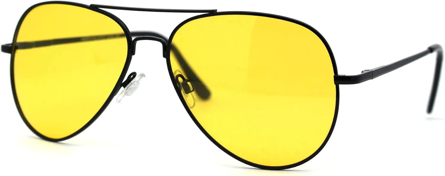SA106 Mens Polarized Metal Rim Night Driving Lens Pilot Sunglasses